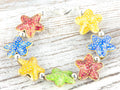 Cloisonne Starfish Mix Interchangeable Stretch Beaded Watch Band • Medical ID Bracelet • Single Strand Band • Handmade Summer Jewelry