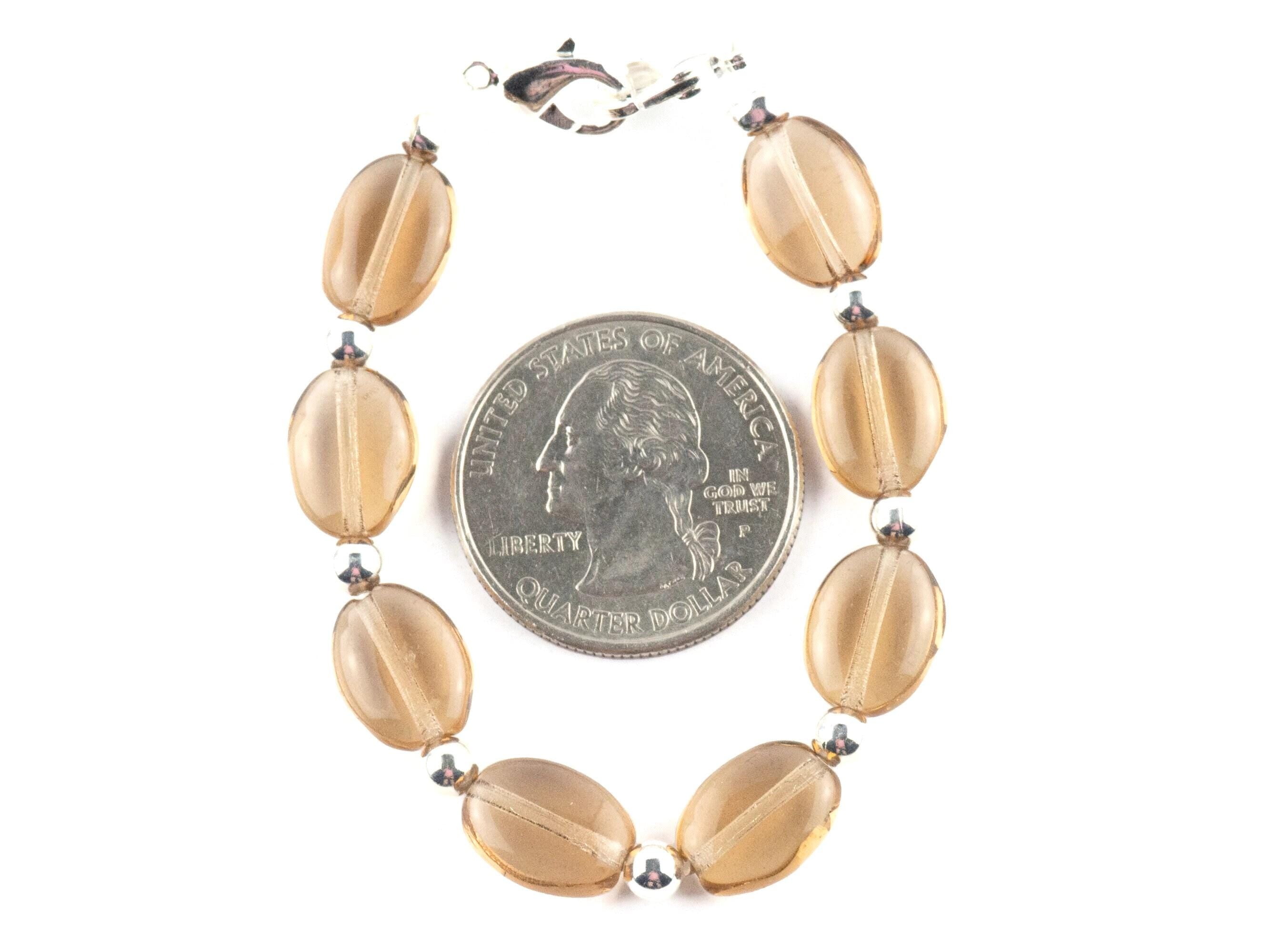 Topaz Glass Interchangeable Stretch Beaded Watch Band • Medical ID Bracelet • Single Strand • Handmade Jewelry