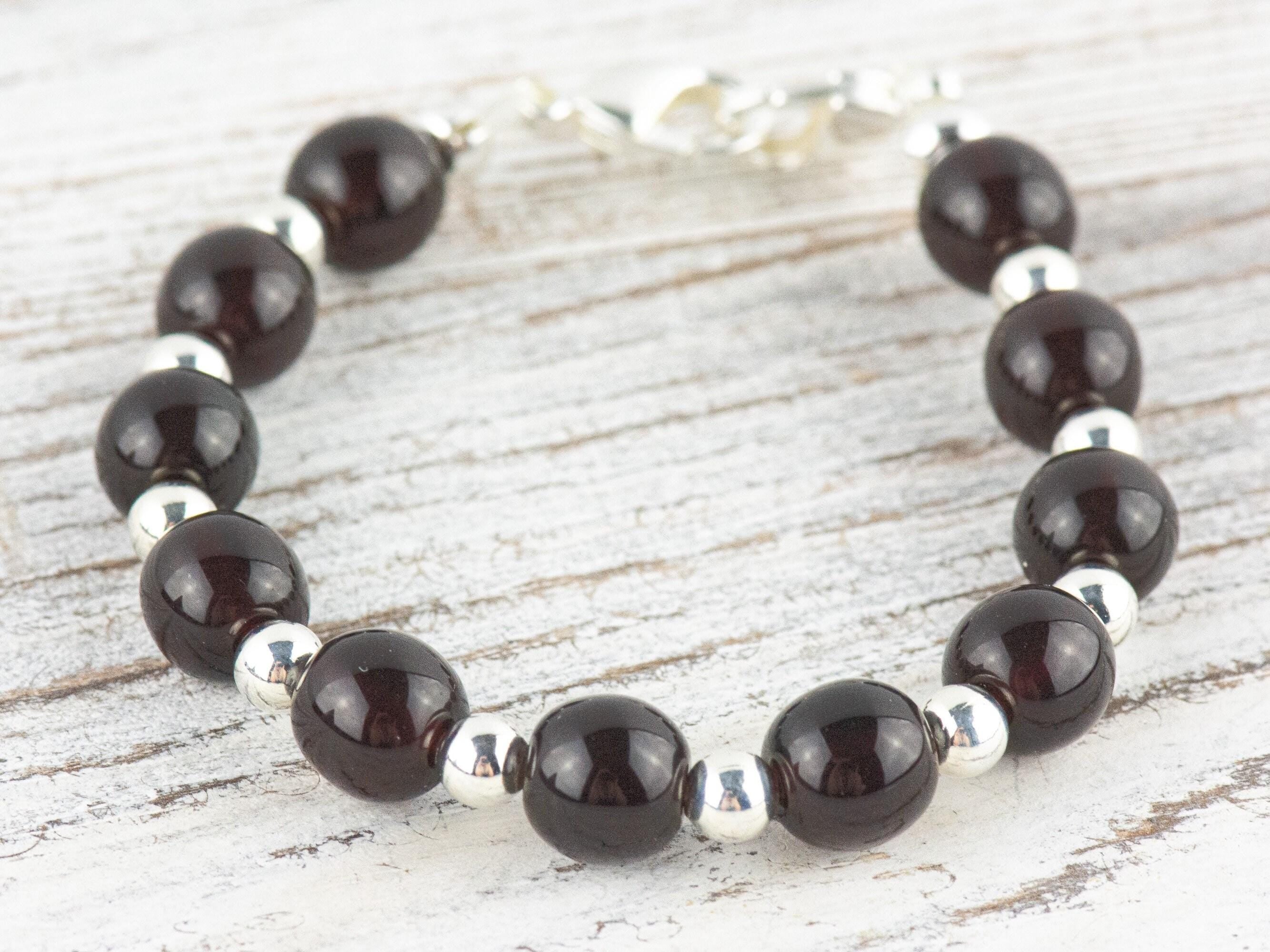 Deep Garnet Red Interchangeable Stretch Beaded Watch Band • Medical ID Bracelet • Single Strand • Handmade Jewelry