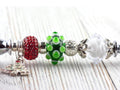 Christmas Tree Charm Glass Beaded Silver Letter Opener • Paper Knife • Desk Accessory
