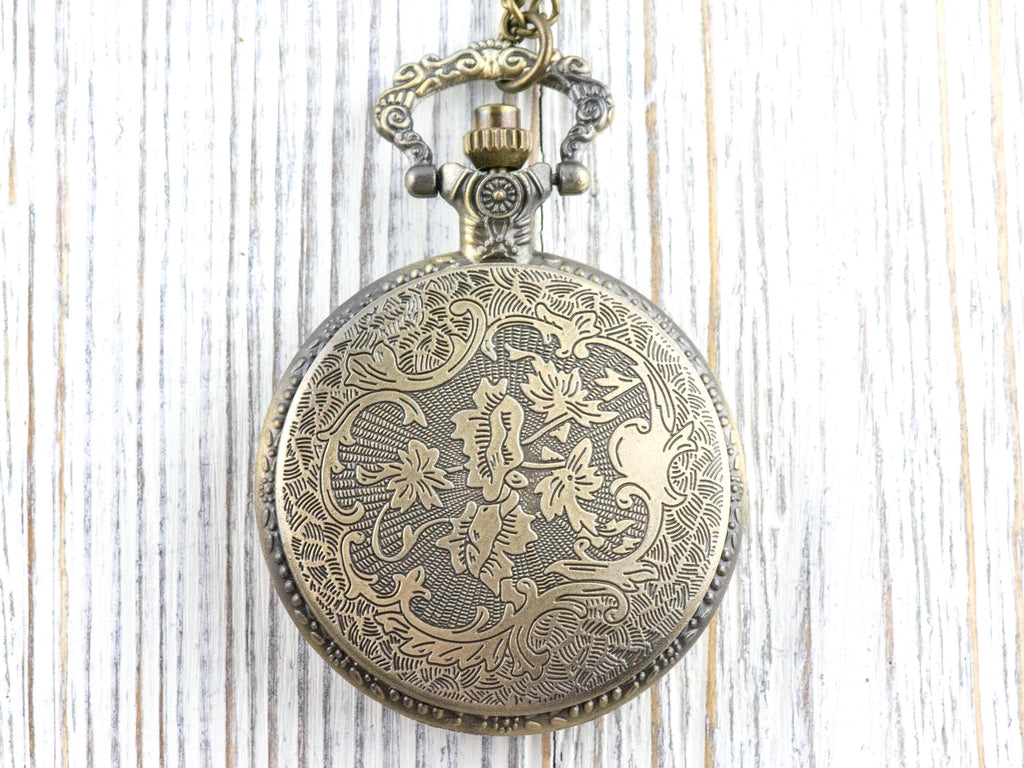 Reindeer Bronze Pocket Watch Long Necklace / Unique Watches / Nature-Inspired Jewelry / Large Pocket Watch