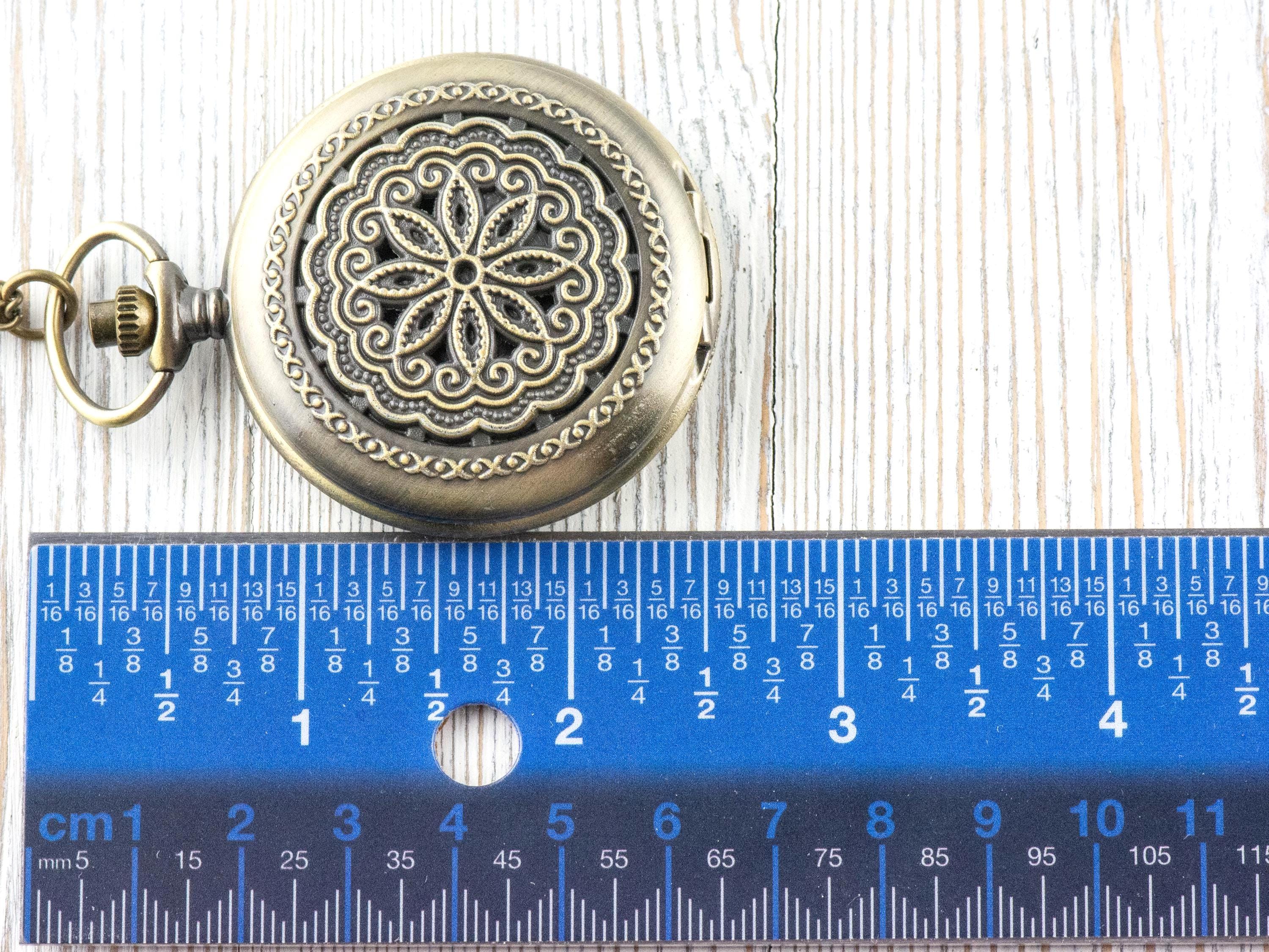 Floral Bronze Pocket Watch Long Necklace / Unique Watches / Nature-Inspired Jewelry / Large Pocket Watch