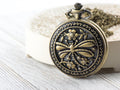 Dragonfly Bronze Pocket Watch Long Necklace / Unique Watches / Nature-Inspired Jewelry / Large Pocket Watch
