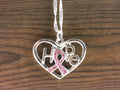Hope Pink Ribbon Heart Pendant Necklace • Breast Cancer Awareness Jewelry • Simple Minimalist Style