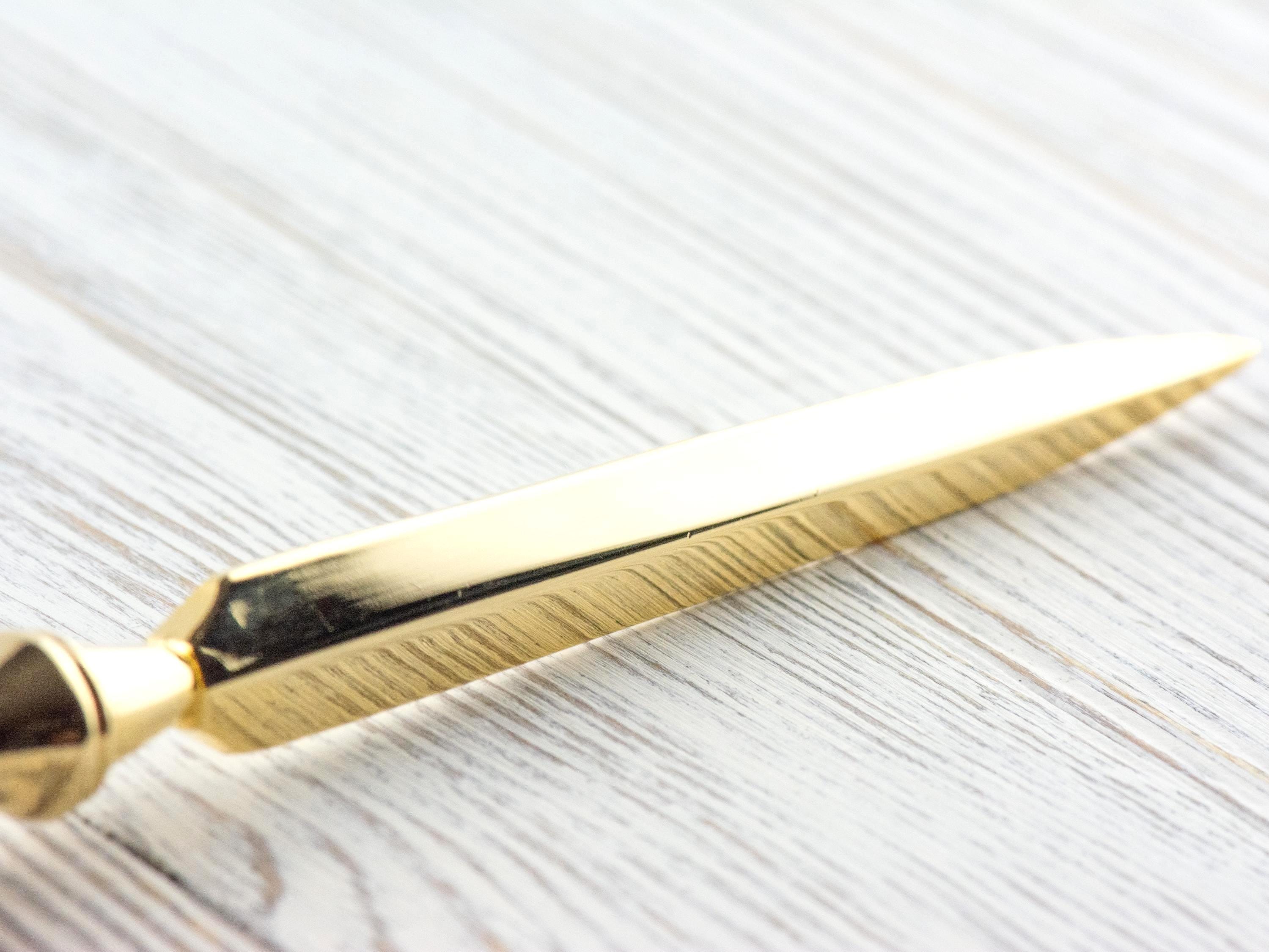 Meowy Christmas Glass Beaded Gold Letter Opener • Paper Knife • Desk Accessory