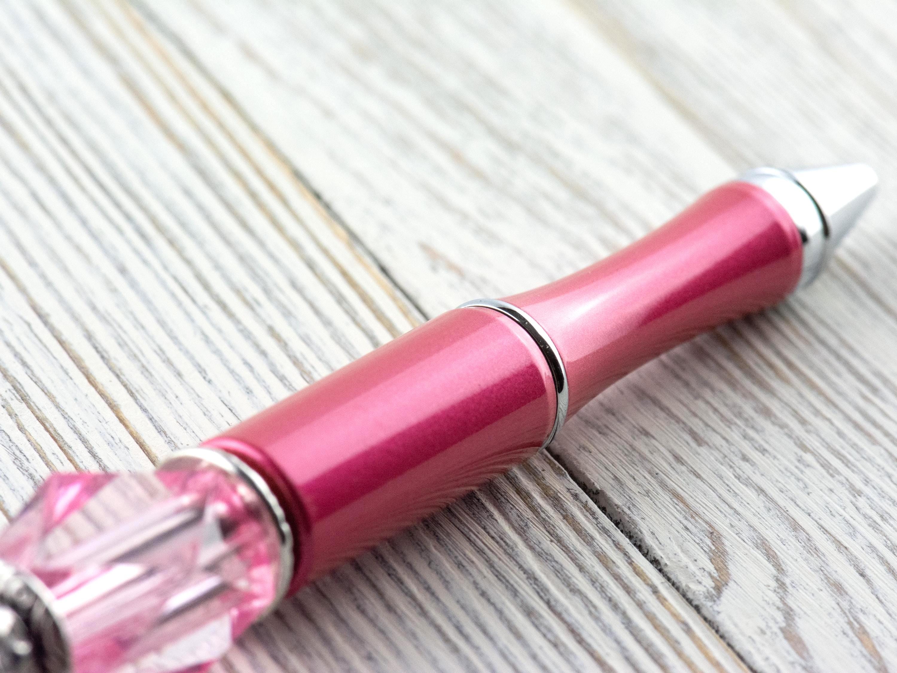 Hope Breast Cancer Awareness Beaded Metal Ballpoint Pen with Lampwork Glass Beads • Black Ink (Extra Refill)