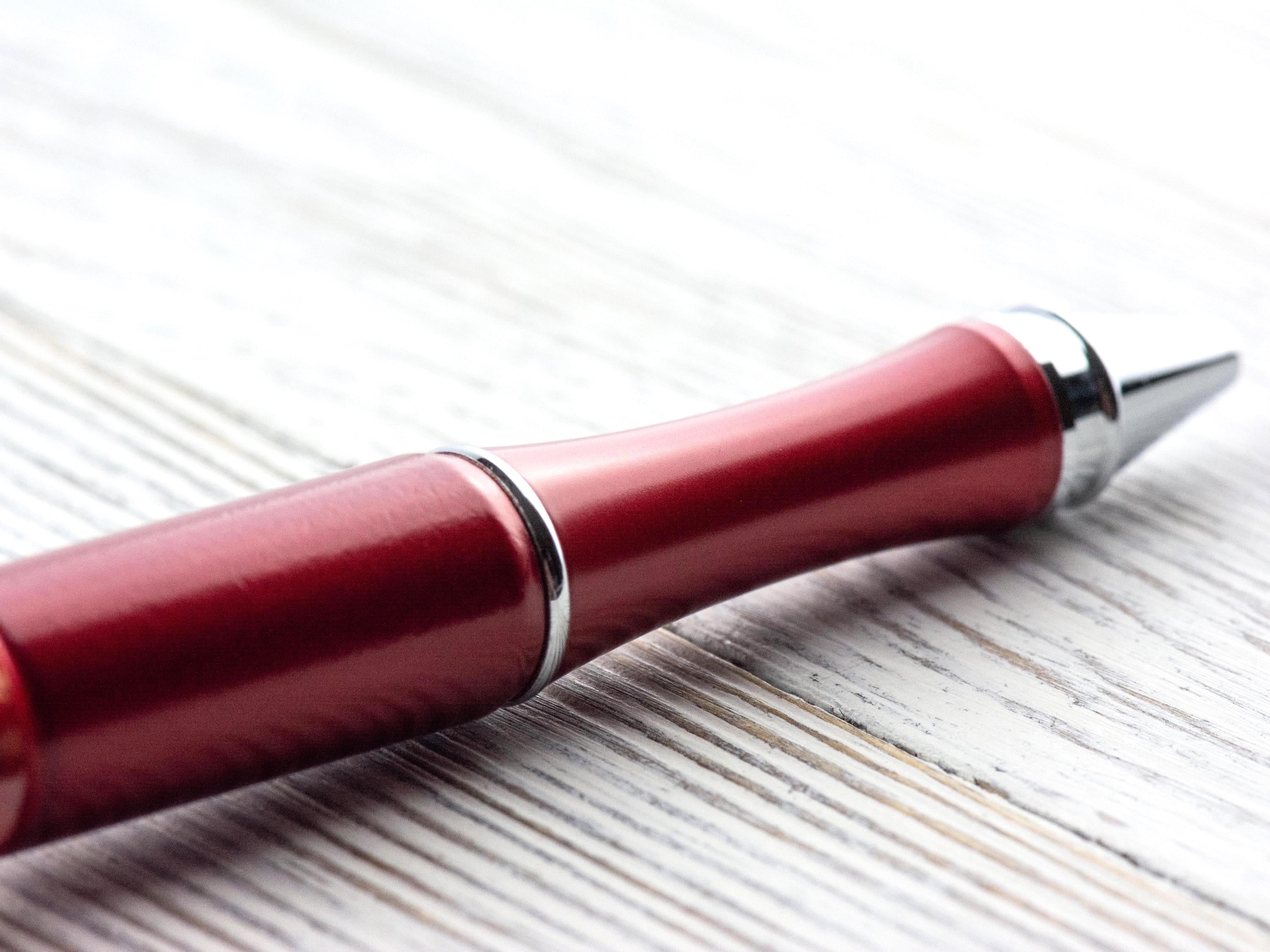Santa Claus Christmas Beaded Metal Ballpoint Pen with Lampwork Glass Beads • Black Ink (Extra Refill)