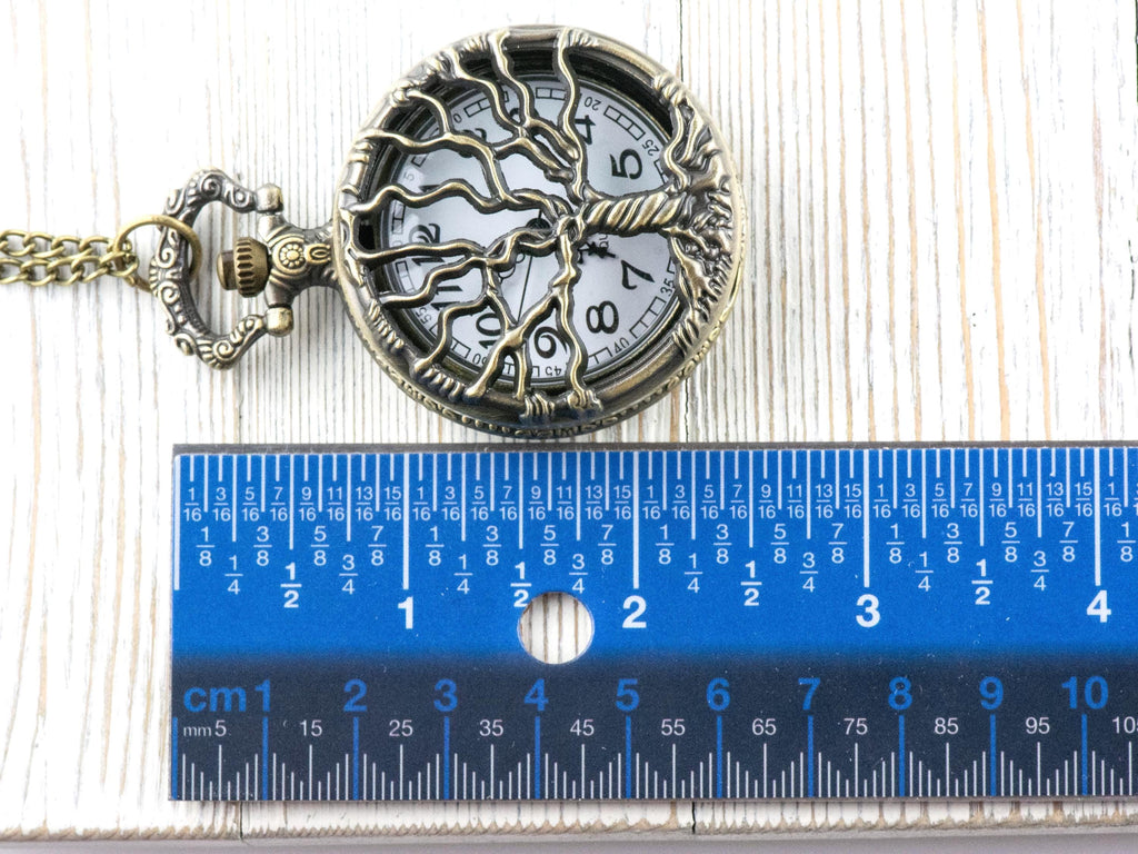 Tree of Life Bronze Pocket Watch Long Necklace / Unique Watches / Nature-Inspired Jewelry / Large Pocket Watch