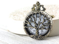 Tree of Life Bronze Pocket Watch Long Necklace / Unique Watches / Nature-Inspired Jewelry / Large Pocket Watch