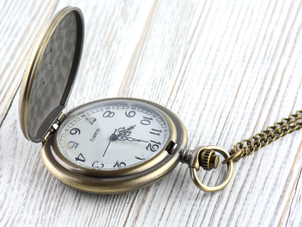 Floral Bronze Pocket Watch Long Necklace / Unique Watches / Nature-Inspired Jewelry / Large Pocket Watch