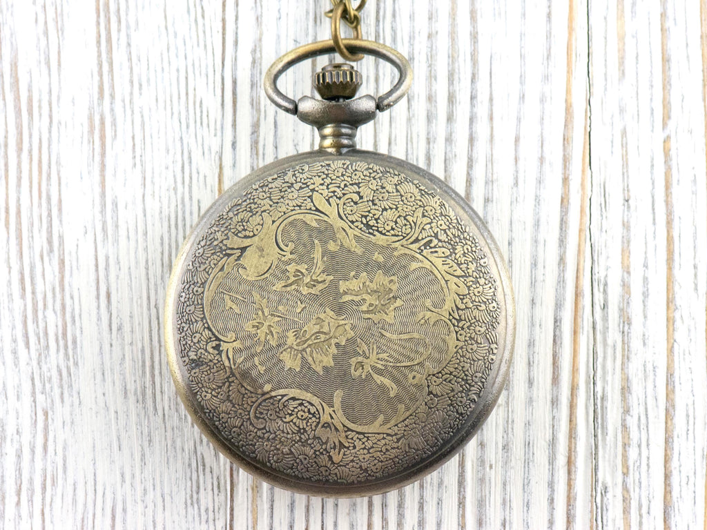 Dragonfly Bronze Pocket Watch Long Necklace / Unique Watches / Nature-Inspired Jewelry / Large Pocket Watch