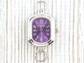 Purple Dial Silvertone Rectangle Watch Face • DIY Beading Watch • Jewelry Making • Analog • Loops and Battery Included
