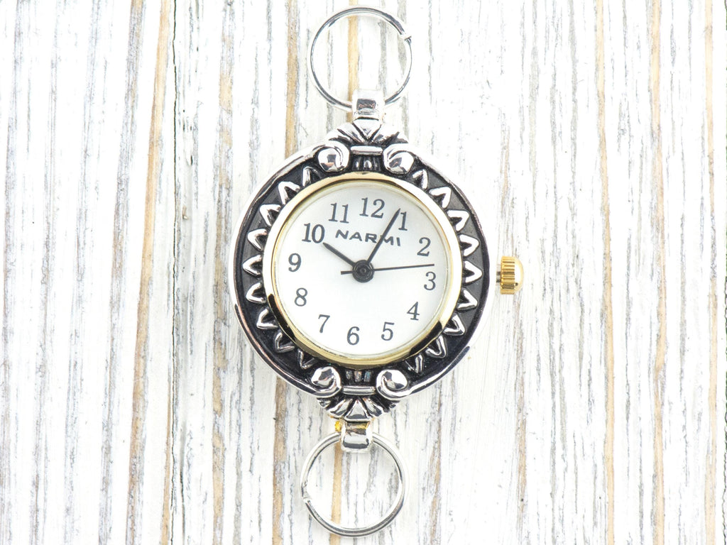 Sunflower White Dial Two-Tone Round Watch Face • DIY Beading Watch • Jewelry Making • Analog • Loops and Battery Included