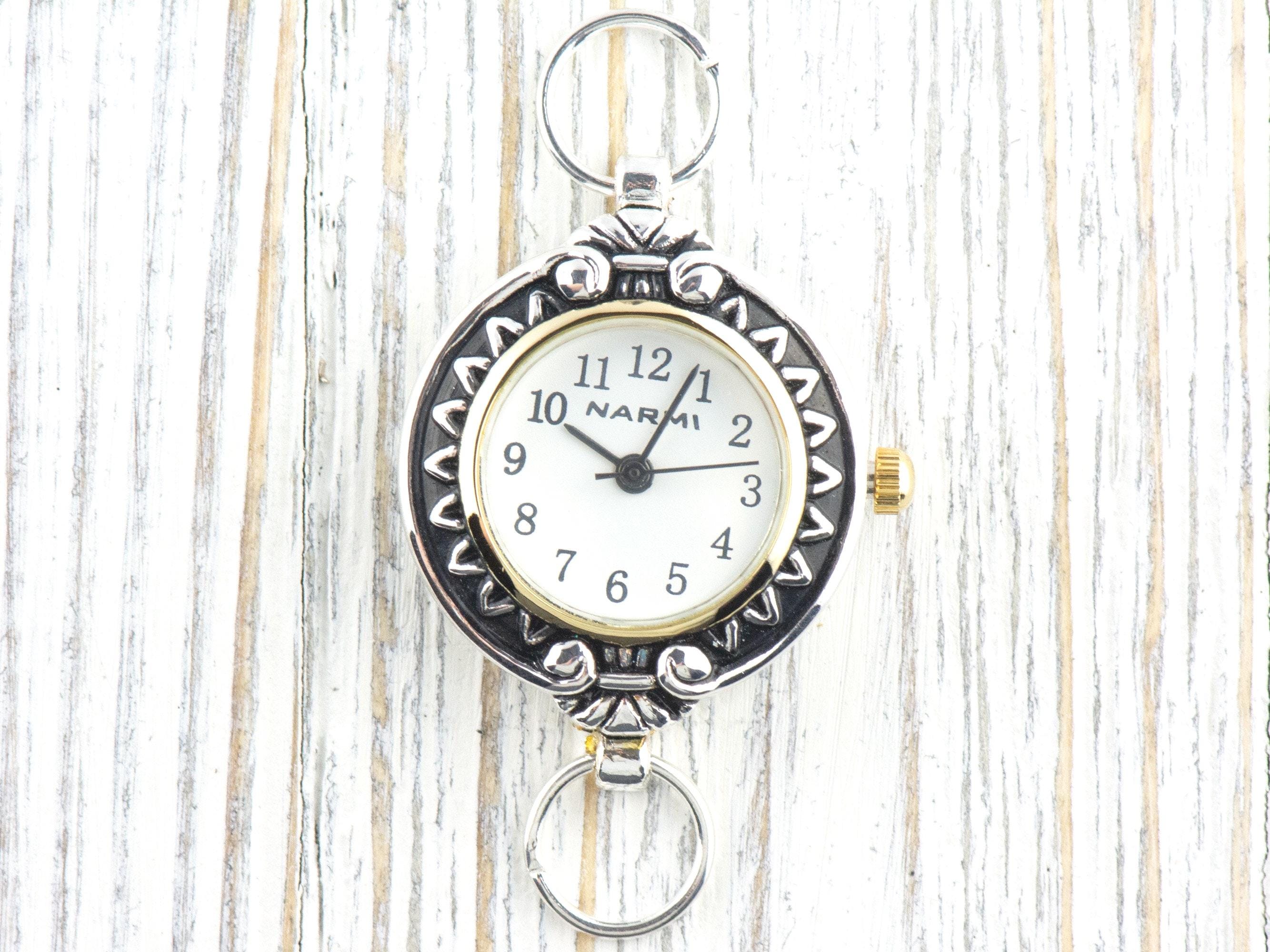 Sunflower White Dial Two-Tone Round Watch Face • DIY Beading Watch • Jewelry Making • Analog • Loops and Battery Included