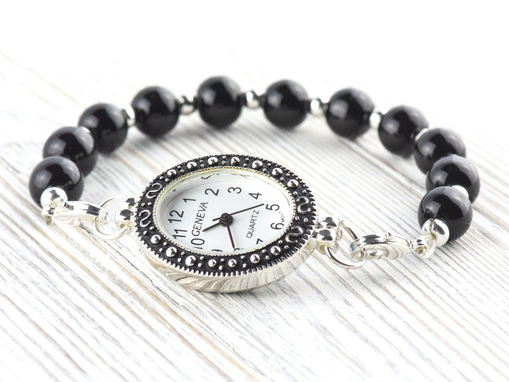 White Dial Marcasite Silvertone Oval Watch Face • DIY Beading Watch • Jewelry Making • Analog • Loops and Battery Included