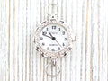 White Dial Rhinestone-Studded Silvertone Flower Watch Face • DIY Beading Watch • Jewelry Making • Analog • Loops and Battery Included