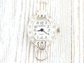 White Dial Rhinestone-Studded Silvertone Square Watch Face • DIY Beading Watch • Jewelry Making • Analog • Loops and Battery Included