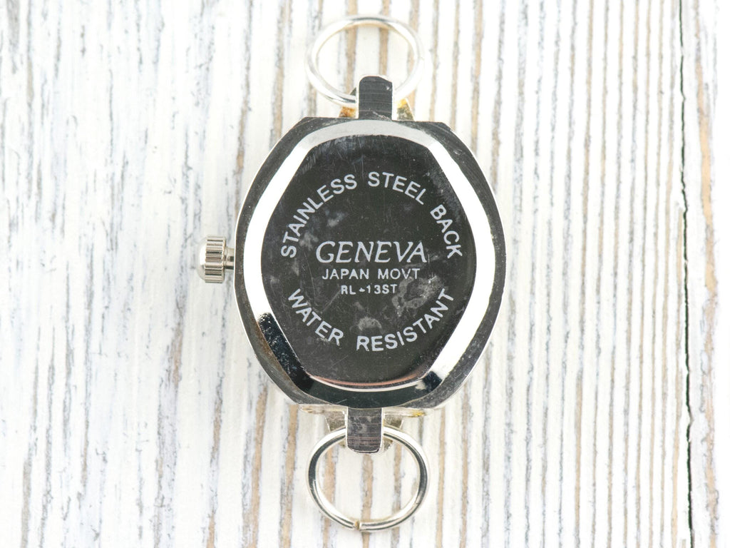 White Dial Rhinestone-Studded Silvertone Square Watch Face • DIY Beading Watch • Jewelry Making • Analog • Loops and Battery Included