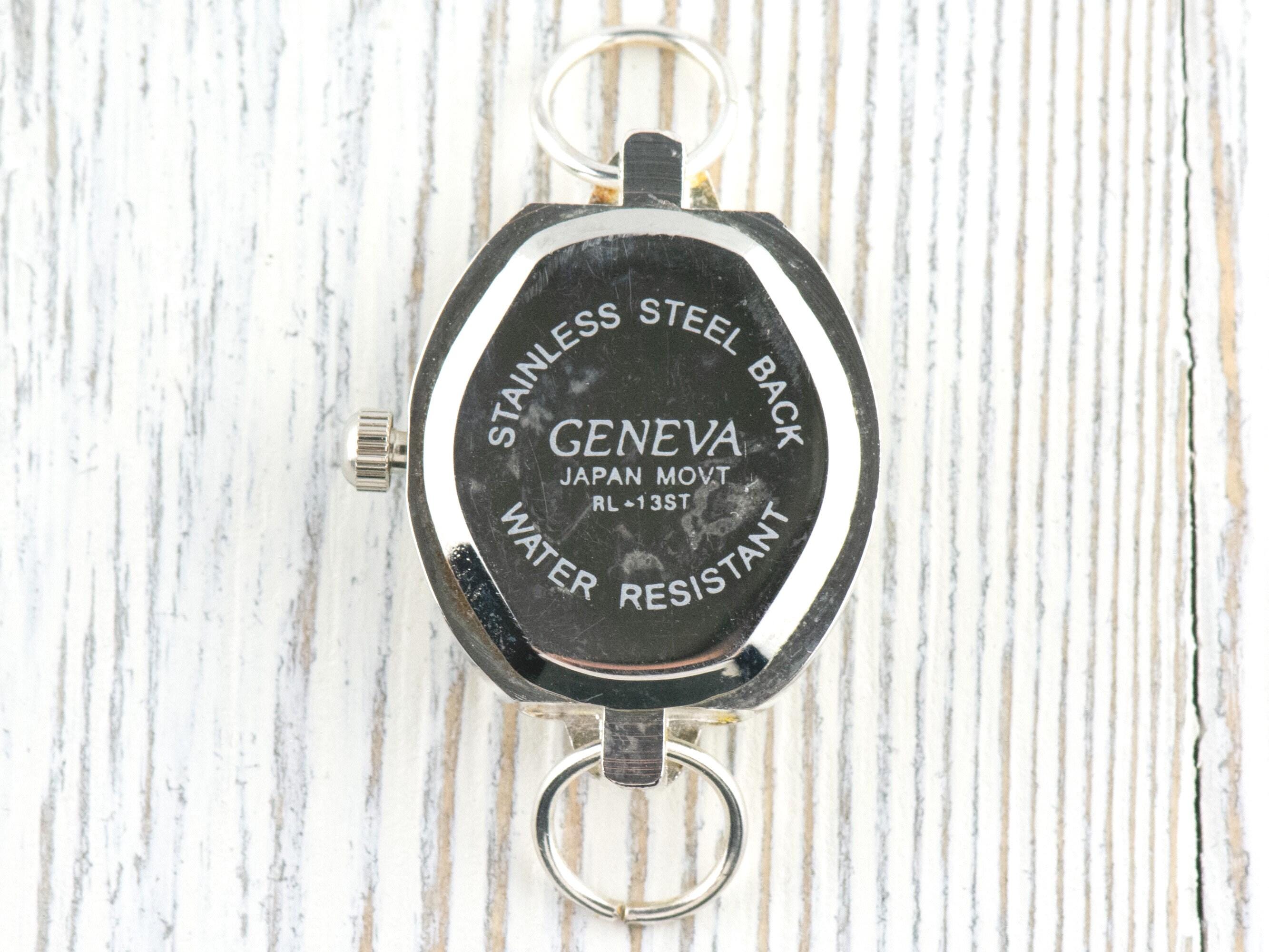White Dial Rhinestone-Studded Silvertone Square Watch Face • DIY Beading Watch • Jewelry Making • Analog • Loops and Battery Included