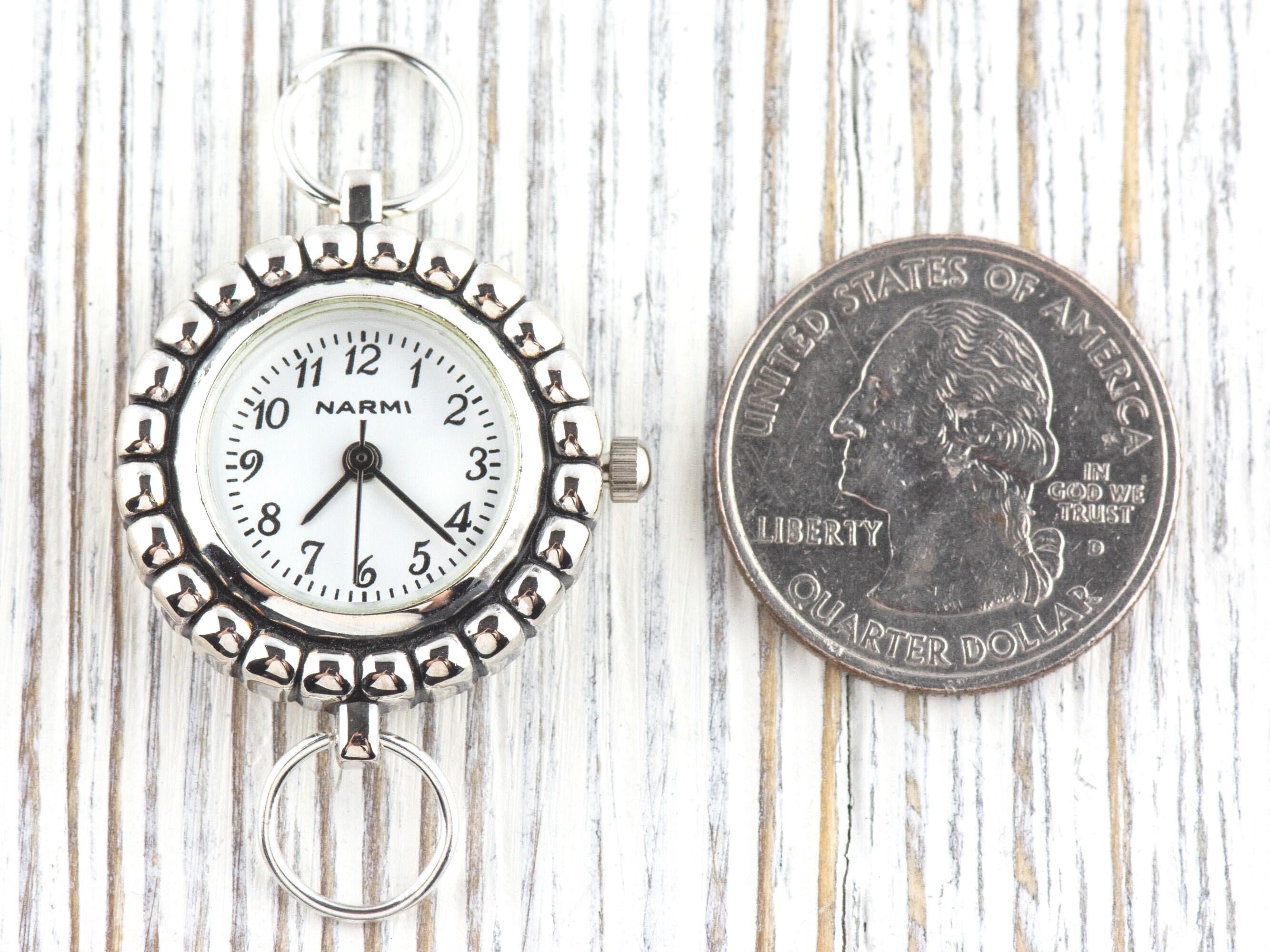 White Dial Silvertone Bumpy Round Watch Face • DIY Beading Watch • Jewelry Making • Analog • Loops and Battery Included