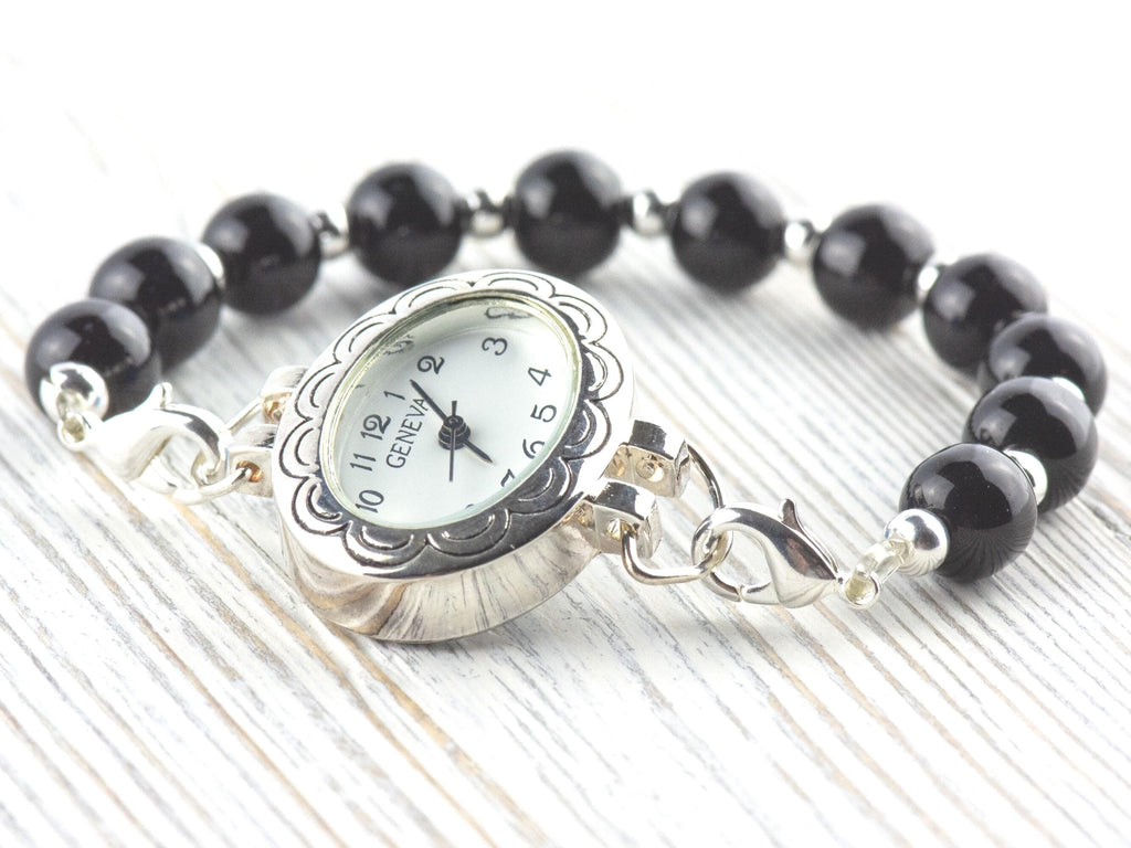 White Dial Silvertone Floral Oval Watch Face • DIY Beading Watch • Jewelry Making • Analog • Loops and Battery Included