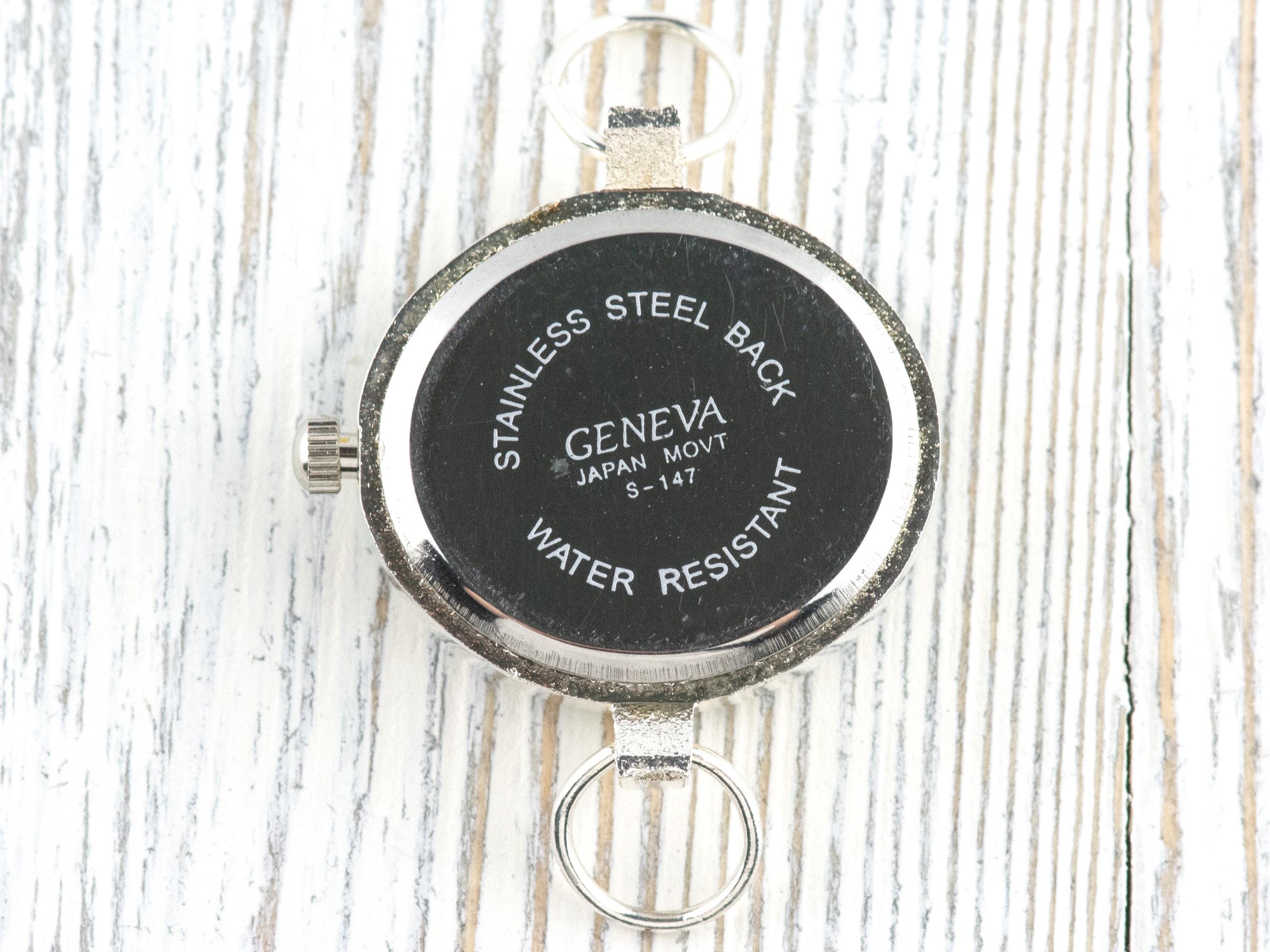 White Dial Silvertone Oval Swirl Watch Face • DIY Beading Watch • Jewelry Making • Analog • Loops and Battery Included