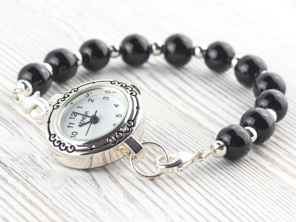 White Dial Silvertone Oval Swirl Watch Face • DIY Beading Watch • Jewelry Making • Analog • Loops and Battery Included