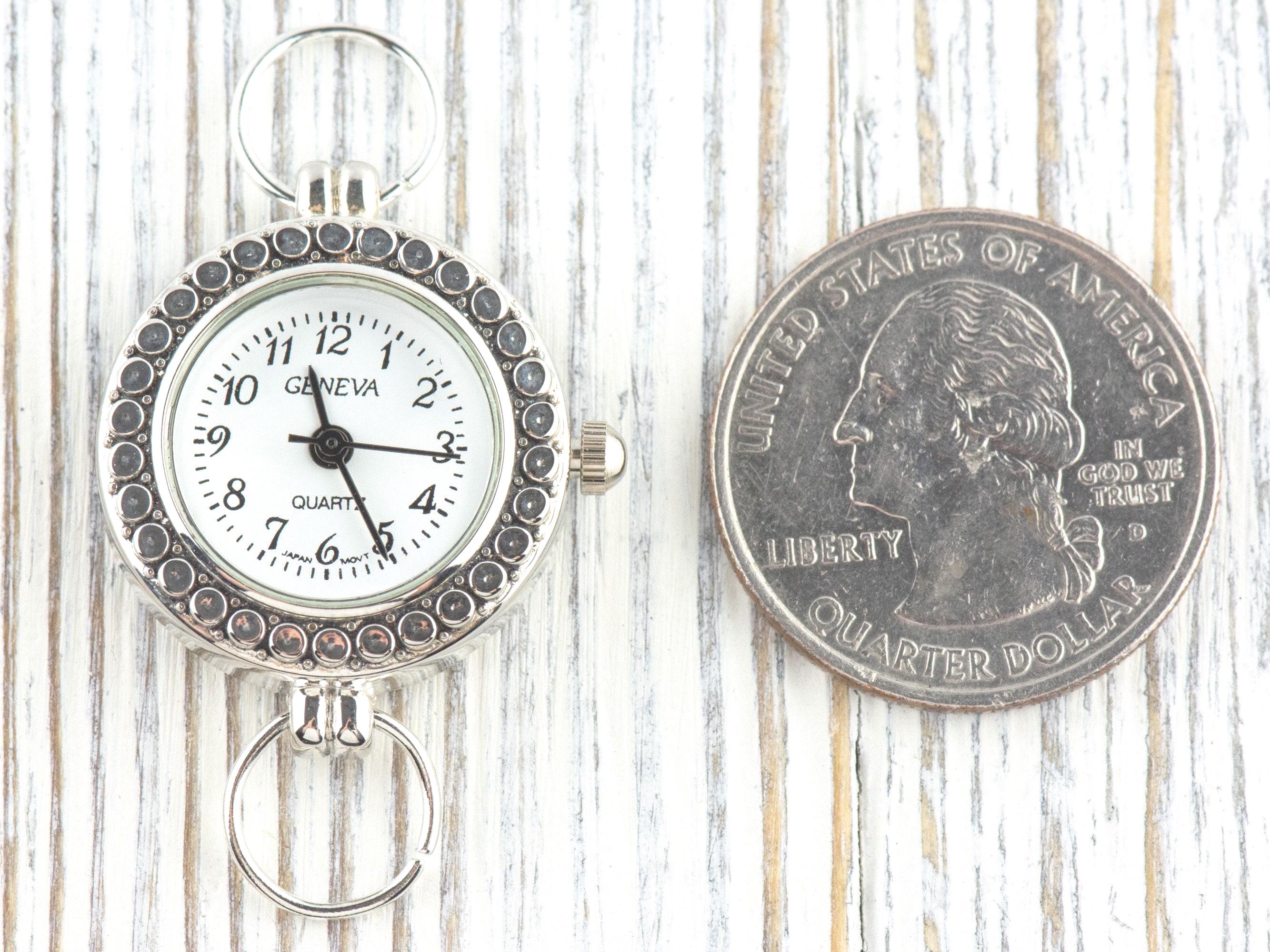 White Dial Silvertone Round Dotted Watch Face • DIY Beading Watch • Jewelry Making • Analog • Loops and Battery Included