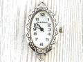White Dial Silvertone Scroll Oval Watch Face • Loops Attached • DIY Beading Watch • Jewelry Making • Analog • Battery Included
