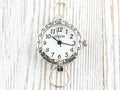 White Dial Silvertone Scroll Round Watch Face • DIY Beading Watch • Jewelry Making • Analog • Loops and Battery Included