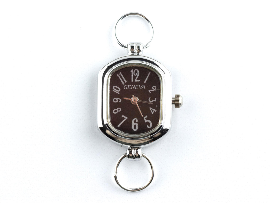 Black Dial Silvertone Rectangle Watch Face • DIY Beading Watch • Jewelry Making • Analog • Loops and Battery Included