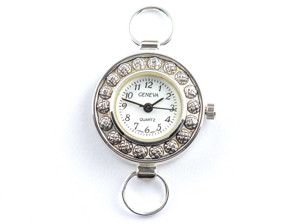 Dandelion White Dial Silvertone Round Watch Face • DIY Beading Watch • Jewelry Making • Analog • Loops and Battery Included