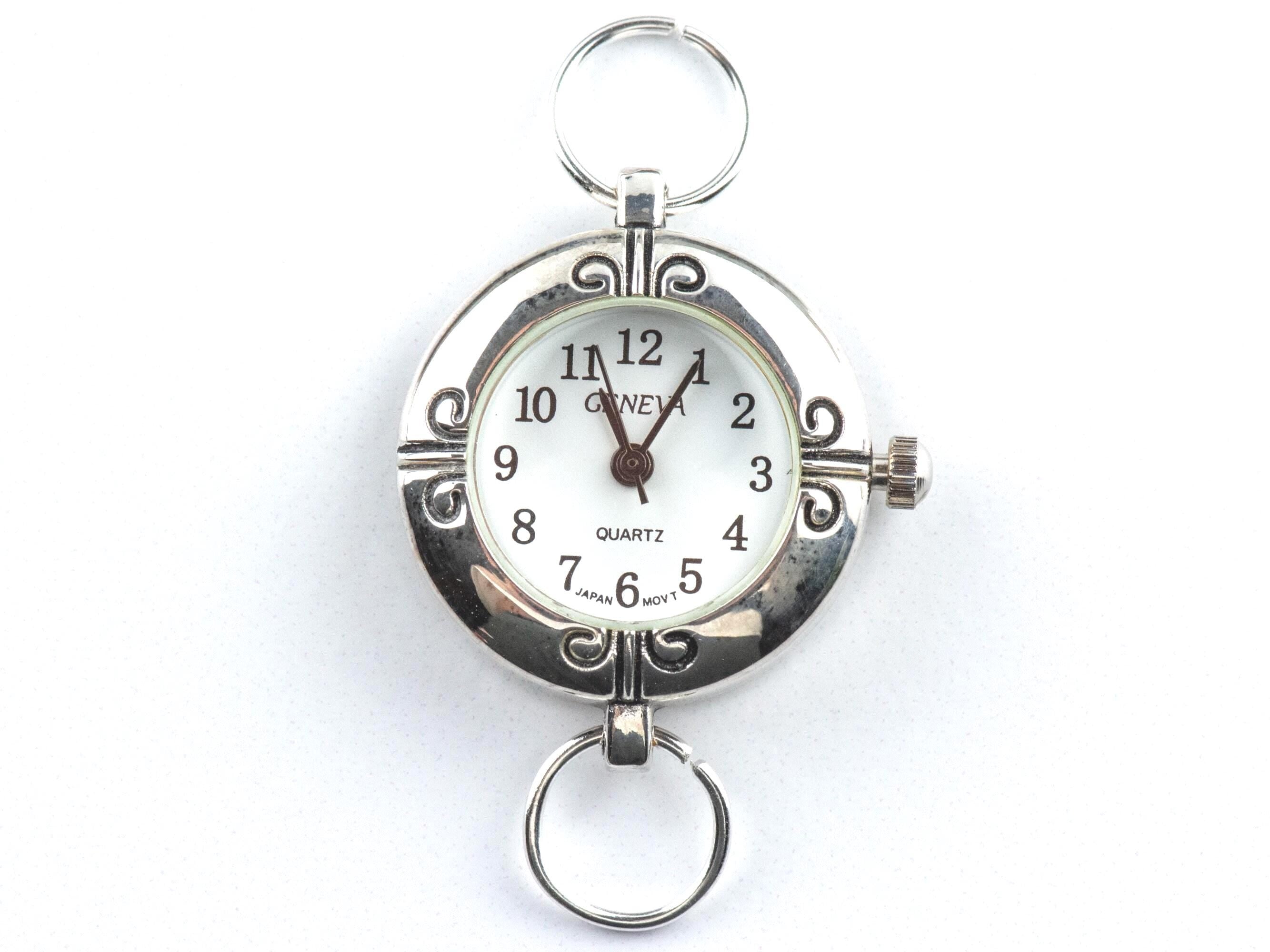 Petals White Dial Silvertone Round Watch Face • DIY Beading Watch • Jewelry Making • Analog • Loops and Battery Included