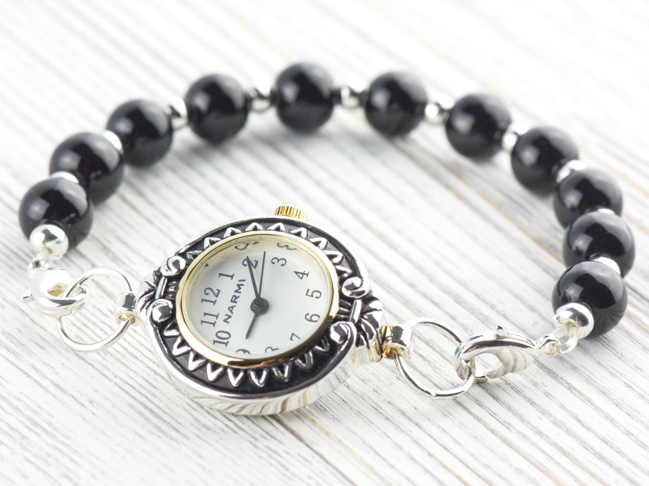 Sunflower White Dial Two-Tone Round Watch Face • DIY Beading Watch • Jewelry Making • Analog • Loops and Battery Included