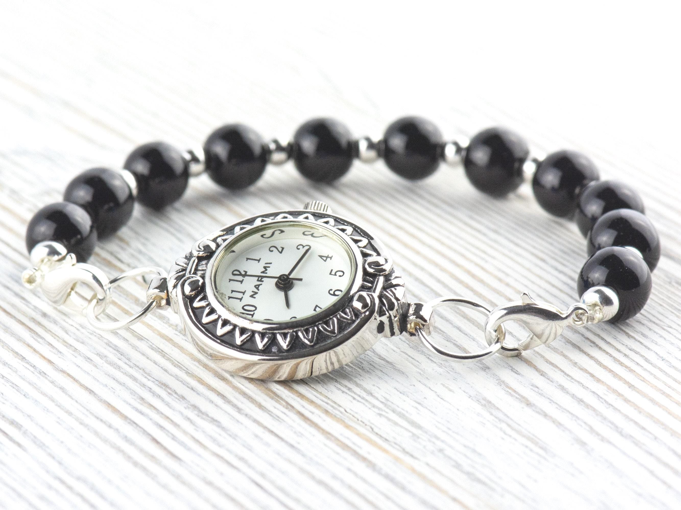 Sunflower White Dial Silvertone Round Watch Face • DIY Beading Watch • Jewelry Making • Analog • Loops and Battery Included