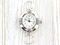 Wanderer White Dial Silvertone Oval Watch Face • DIY Beading Watch • Jewelry Making • Analog • Loops and Battery Included