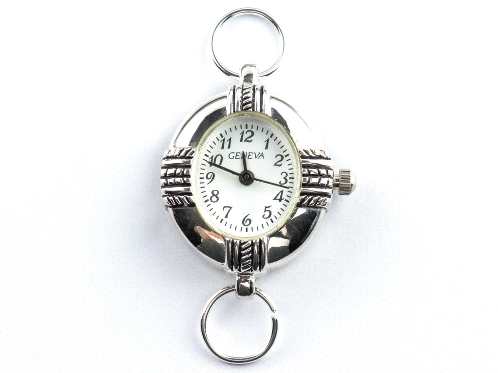 Wanderer White Dial Silvertone Oval Watch Face • DIY Beading Watch • Jewelry Making • Analog • Loops and Battery Included