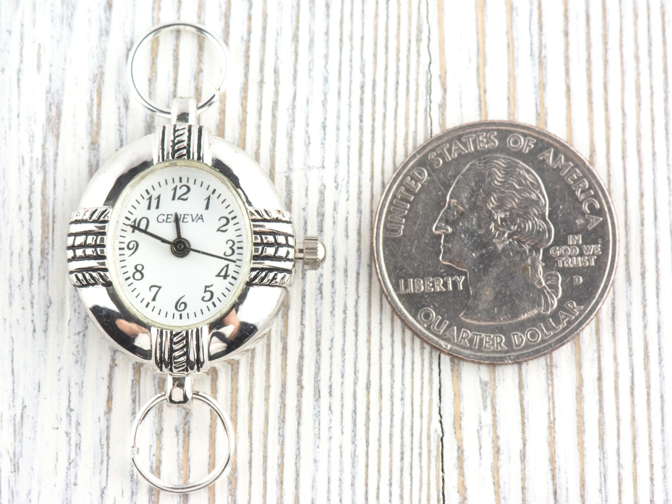 Wanderer White Dial Silvertone Oval Watch Face • DIY Beading Watch • Jewelry Making • Analog • Loops and Battery Included