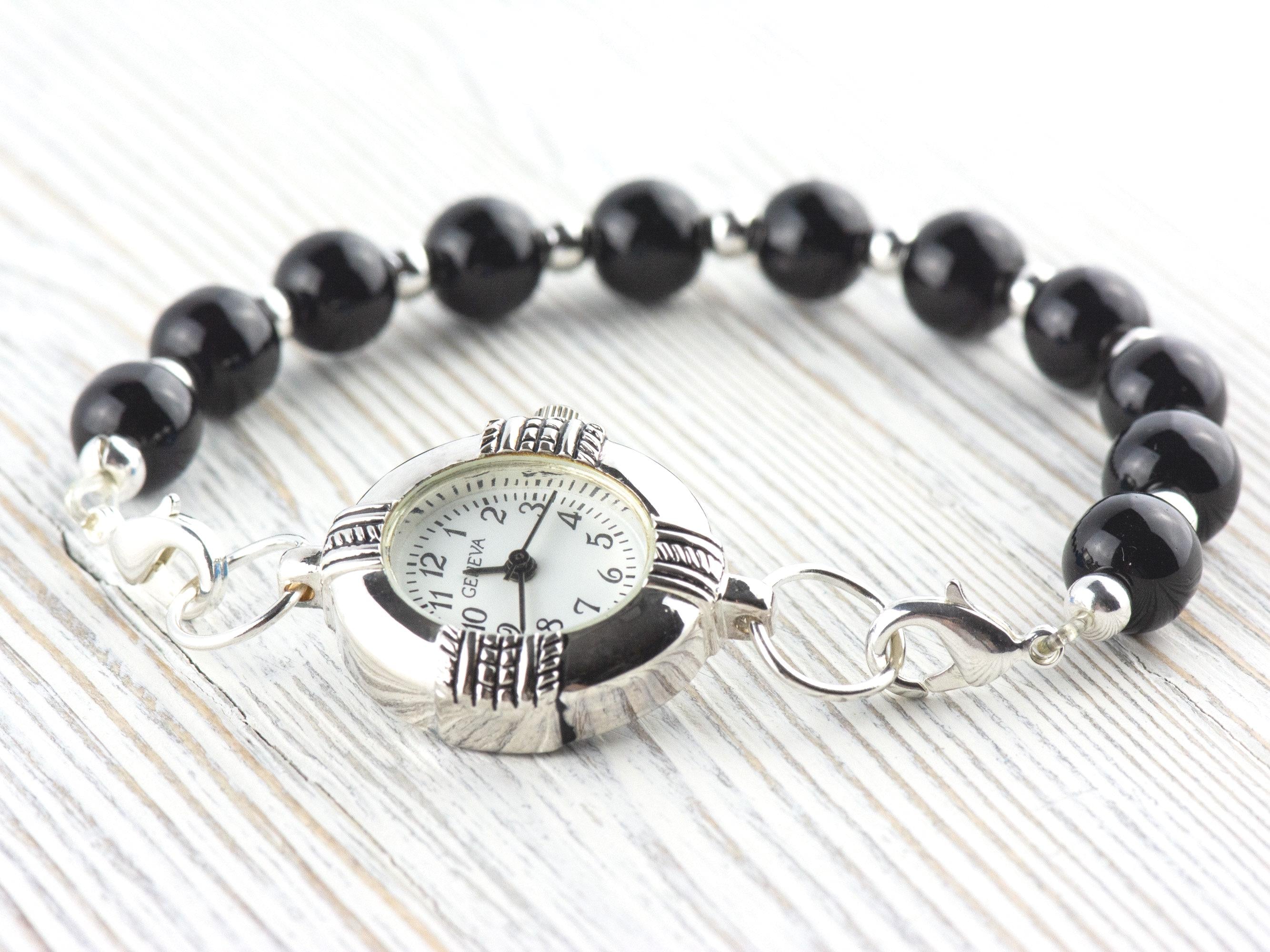 Wanderer White Dial Silvertone Oval Watch Face • DIY Beading Watch • Jewelry Making • Analog • Loops and Battery Included