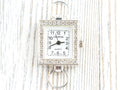 White Dial Rhinestone-Studded Silvertone Square Watch Face • DIY Beading Watch • Jewelry Making • Analog • Loops and Battery Included