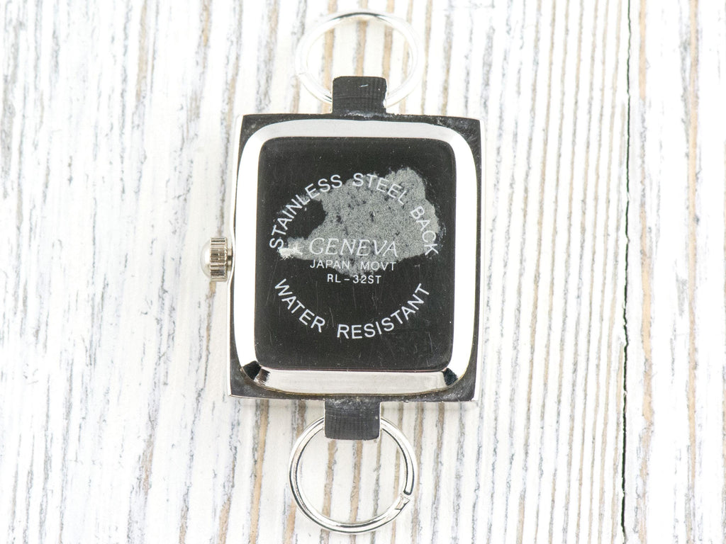 White Dial Rhinestone-Studded Silvertone Square Watch Face • DIY Beading Watch • Jewelry Making • Analog • Loops and Battery Included