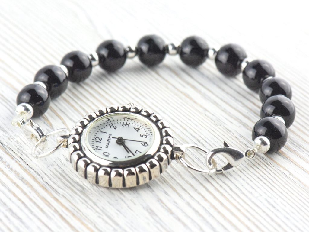 White Dial Silvertone Bumpy Round Watch Face • DIY Beading Watch • Jewelry Making • Analog • Loops and Battery Included