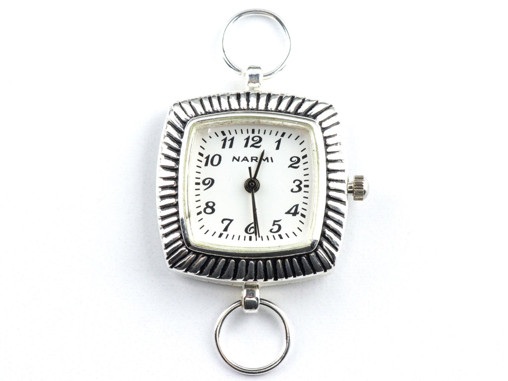 White Dial Silvertone Groovy Square Watch Face • DIY Beading Watch • Jewelry Making • Analog • Loops and Battery Included