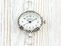 White Dial Silvertone Oval Swirl Watch Face • DIY Beading Watch • Jewelry Making • Analog • Loops and Battery Included
