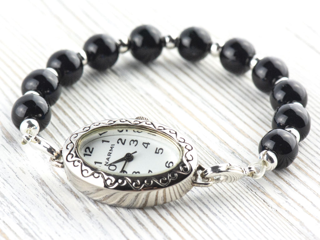 White Dial Silvertone Scroll Oval Watch Face • Loops Attached • DIY Beading Watch • Jewelry Making • Analog • Battery Included