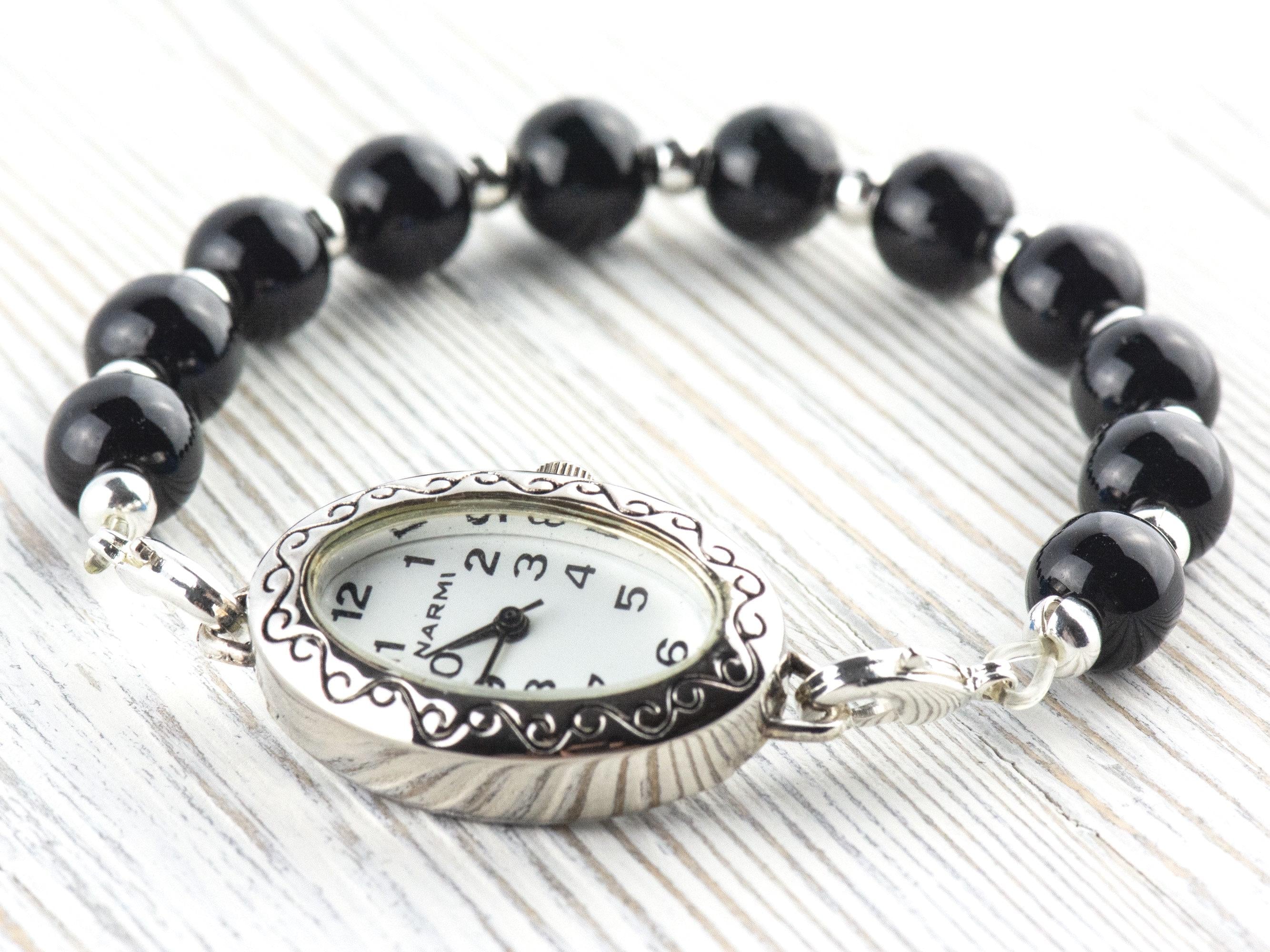 White Dial Silvertone Scroll Oval Watch Face • Loops Attached • DIY Beading Watch • Jewelry Making • Analog • Battery Included