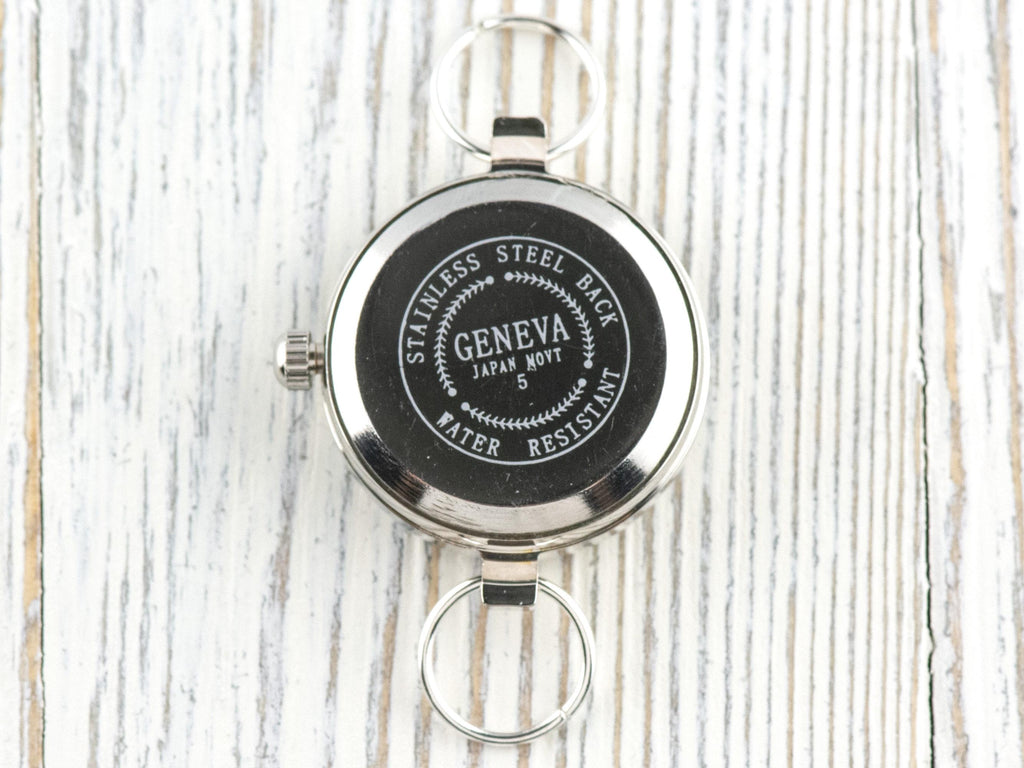 White Dial Silvertone Scroll Round Watch Face • DIY Beading Watch • Jewelry Making • Analog • Loops and Battery Included