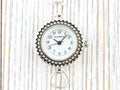 White Dial Silvertone Speckled Round Watch Face • DIY Beading Watch • Jewelry Making • Analog • Loops and Battery Included