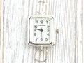 White Dial Silvertone Square Watch Face • DIY Beading Watch • Jewelry Making • Analog • Loops and Battery Included