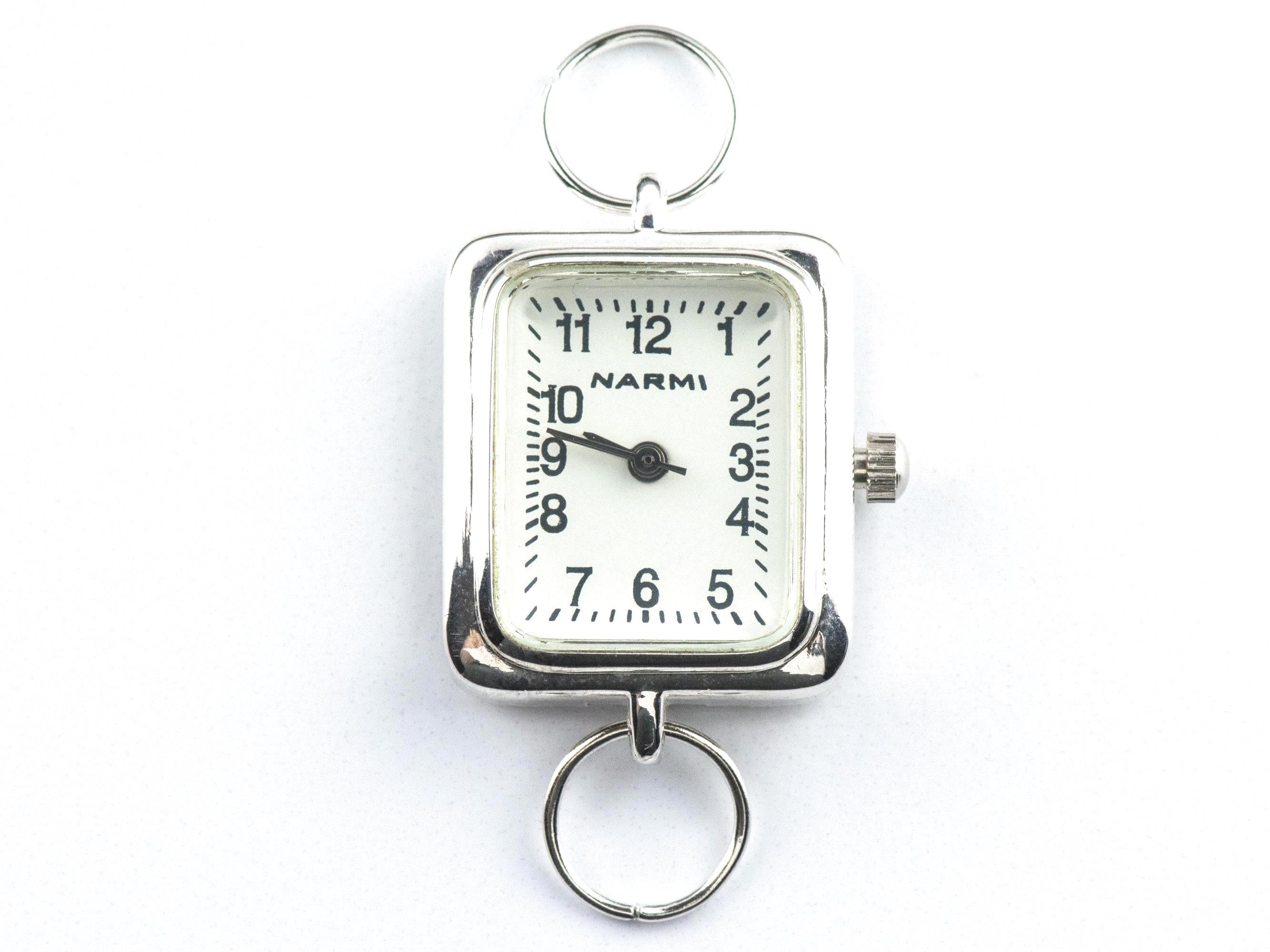 White Dial Silvertone Square Watch Face • DIY Beading Watch • Jewelry Making • Analog • Loops and Battery Included